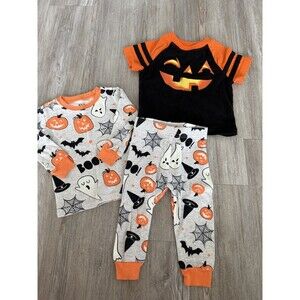 Halloween Pajamas Bundle Glow In Dark PJ Set + Pumpkin Shirt